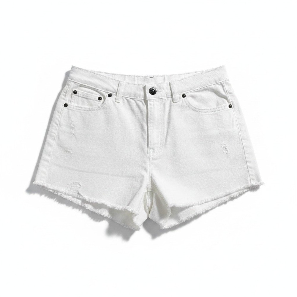 Aerie M White Denim Shorts Womens Distressed Cut Off Boho Casual